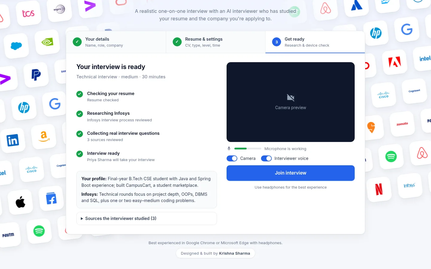 Live research on the company's real interview questions